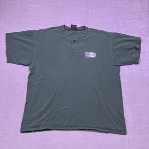 Soffes Choice Mens XL Green New Orleans Louisiana Graphic T Shirt Henley Cotton